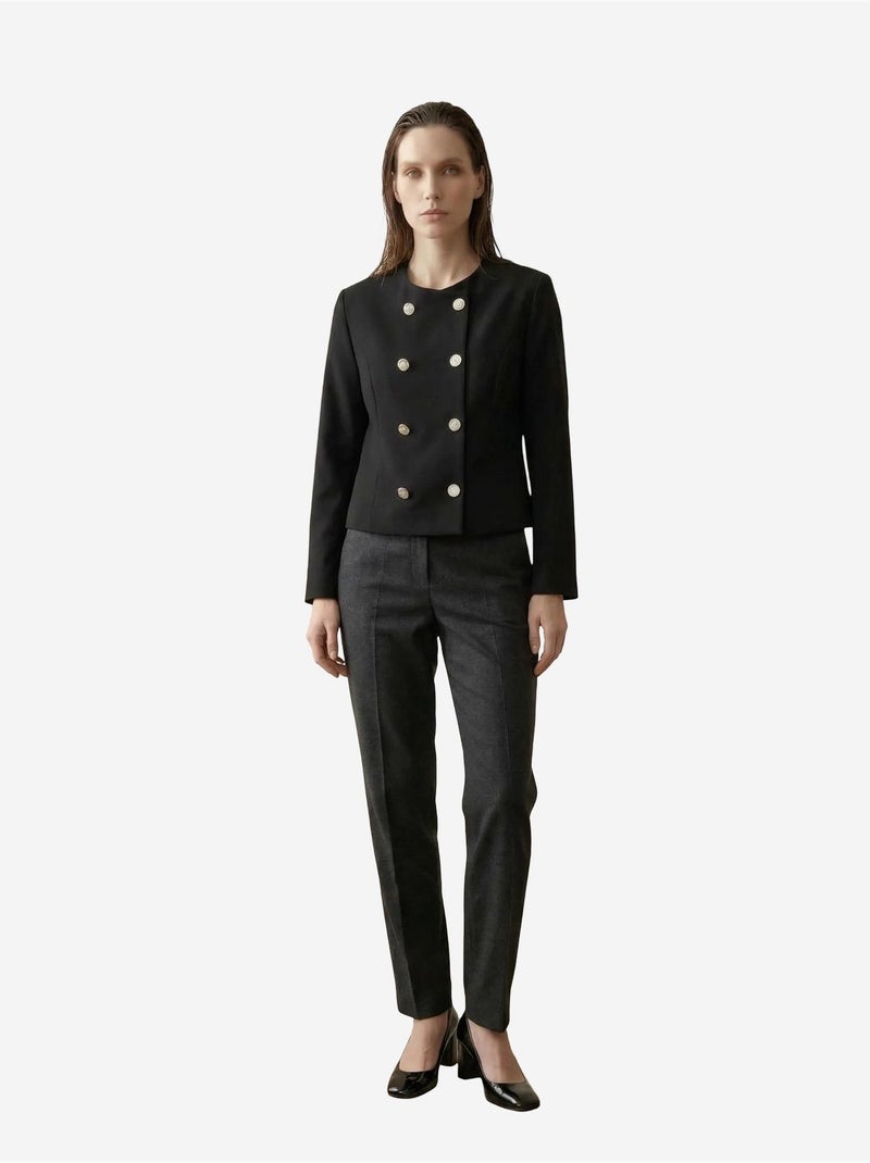 Casaco curto de tweed alfaiatado com botões my fashion Preto - Kiabi