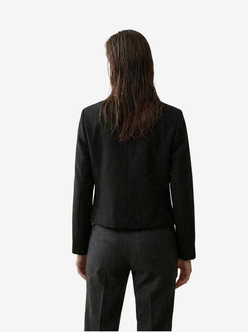 Casaco curto de tweed alfaiatado com botões my fashion Preto - Kiabi