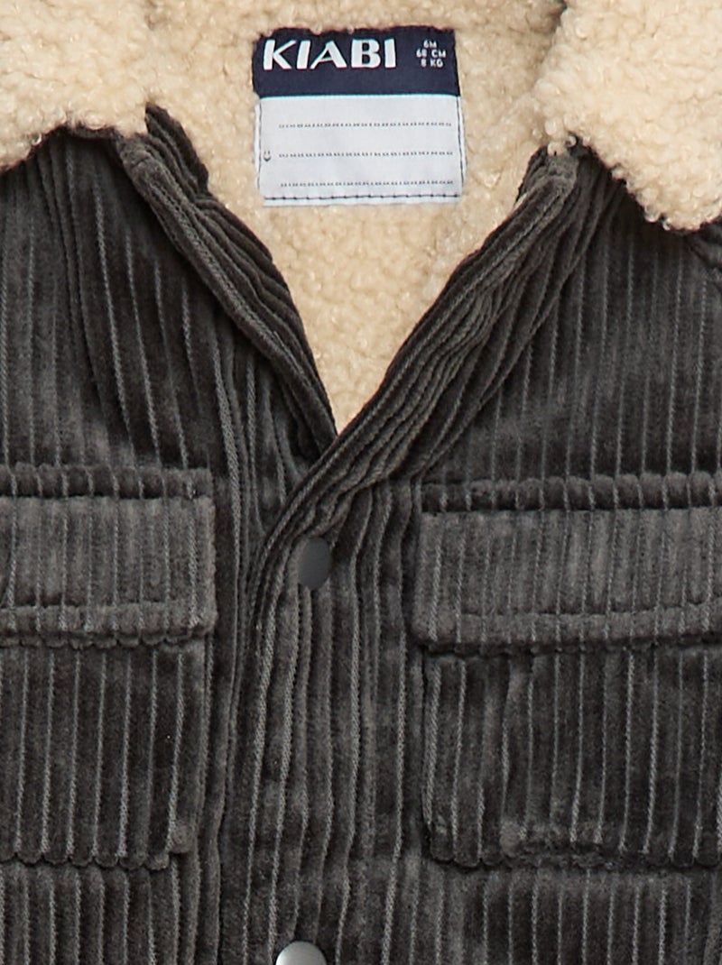 Casaco curto de veludo forrado Preto - Kiabi