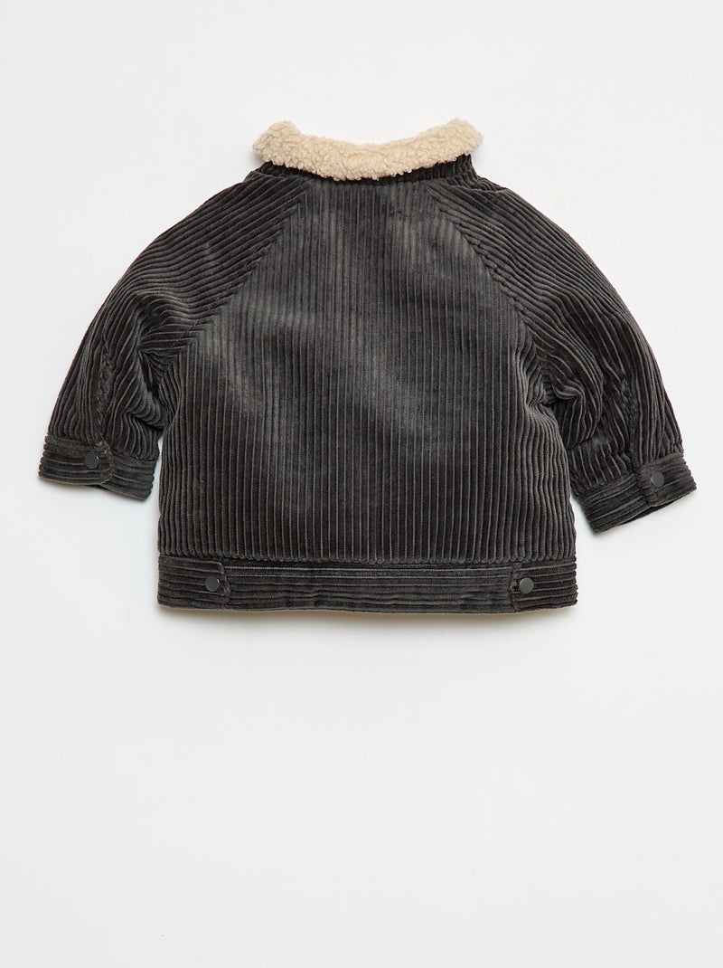 Casaco curto de veludo forrado Preto - Kiabi