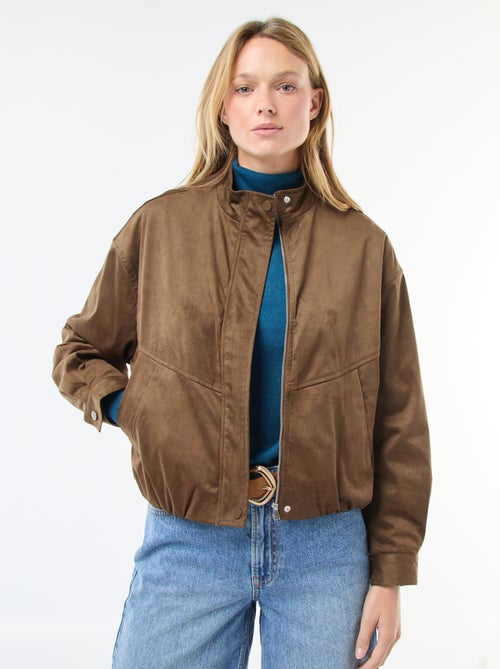 Casaco curto em camurça sintética - Kiabi