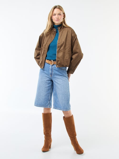 Casaco curto em camurça sintética - Kiabi