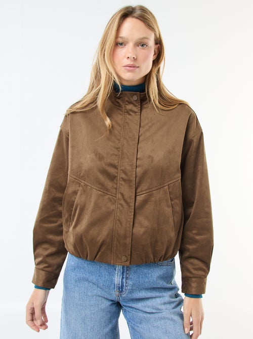 Casaco curto em camurça sintética - Kiabi