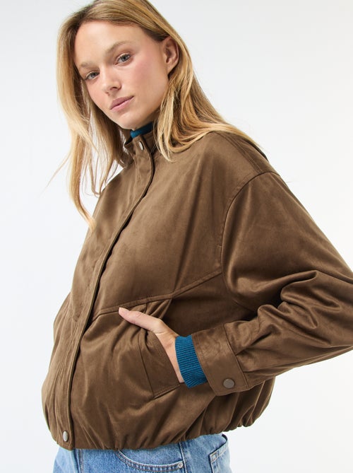 Casaco curto em camurça sintética - Kiabi