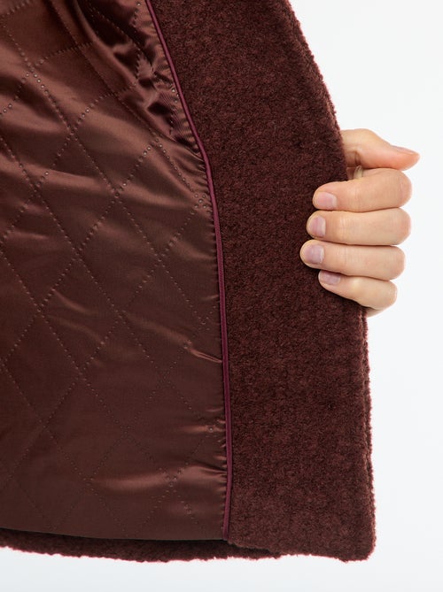 Casaco curto em imitação de lã com cachecol removível - Kiabi