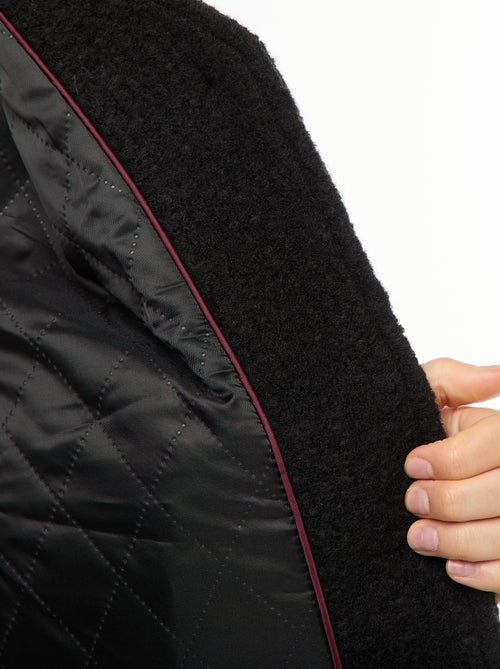 Casaco curto em imitação de lã com cachecol removível - Kiabi