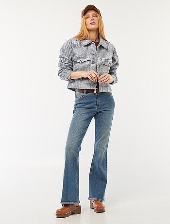 Casaco curto em tweed