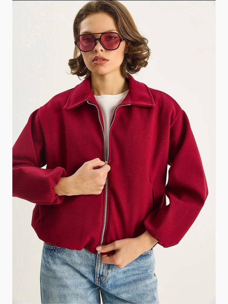 Casaco curto lucci Vermelho caxemira - Kiabi