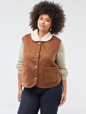 Casaco curto reversível sem mangas