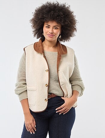 Casaco curto reversível sem mangas