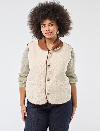 Casaco curto reversível sem mangas