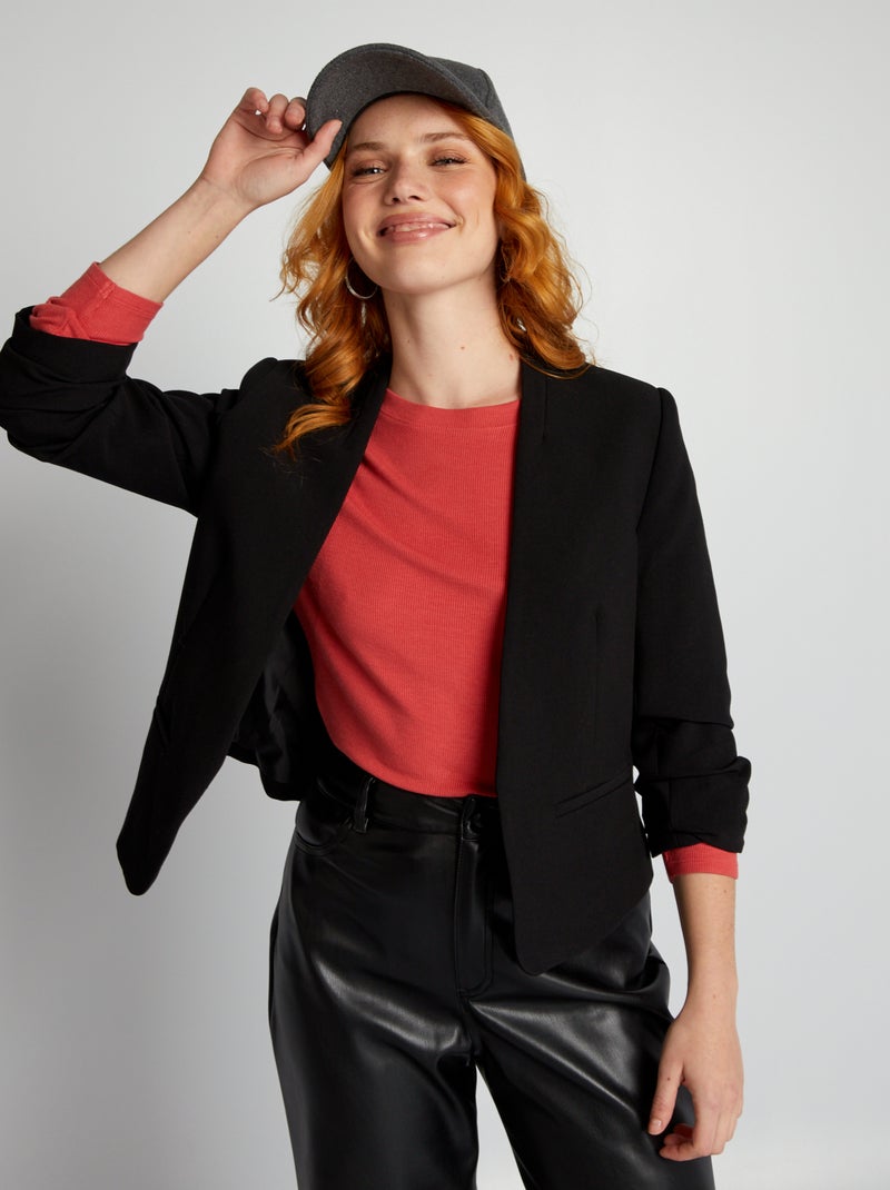 Casaco curto tipo blazer PRETO - Kiabi