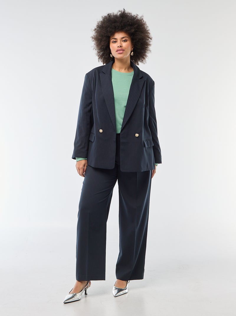 Casaco de alfaiataria comprido com abotoadura dupla Azul - Kiabi