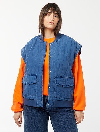 Casaco de algodão acolchoado com ondas verticais