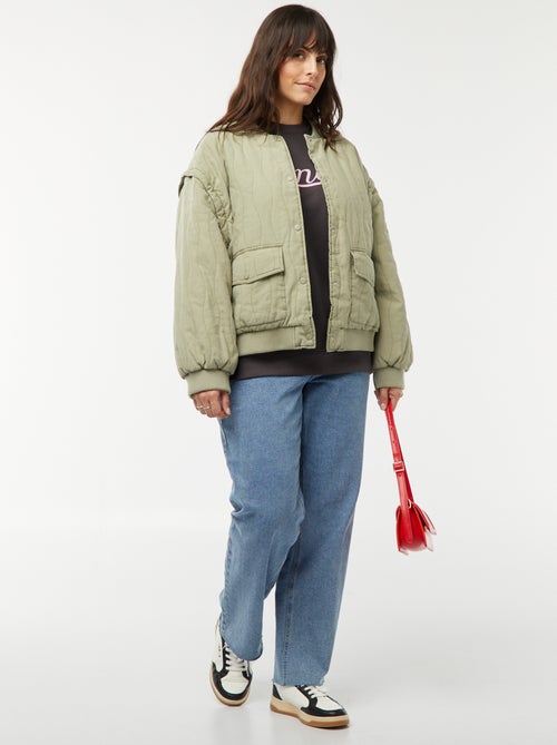 Casaco de algodão acolchoado com ondas verticais - Kiabi