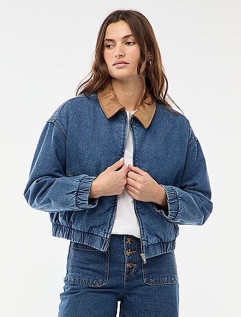 Casaco de algodão com gola de veludo cotelê