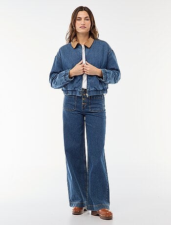 Casaco de algodão com gola de veludo cotelê