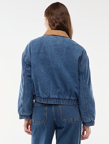 Casaco de algodão com gola de veludo cotelê