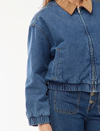 Casaco de algodão com gola de veludo cotelê