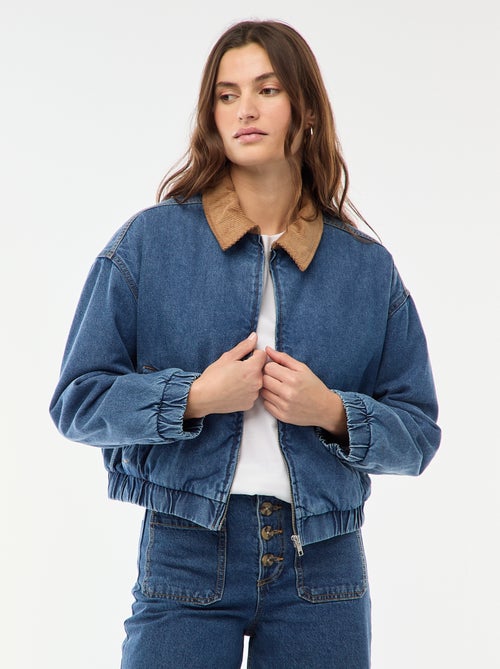 Casaco de algodão com gola de veludo cotelê - Kiabi