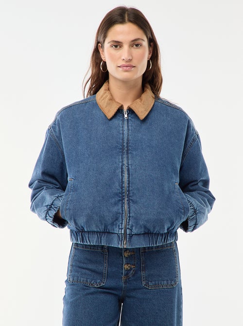 Casaco de algodão com gola de veludo cotelê - Kiabi