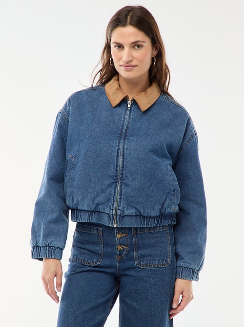 Casaco de algodão com gola de veludo cotelê - Kiabi