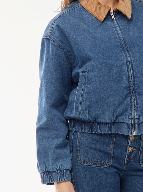 Casaco de algodão com gola de veludo cotelê - Kiabi