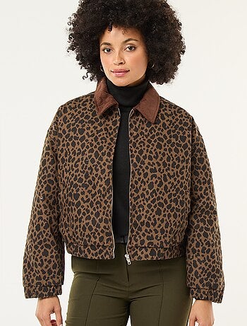 Casaco de algodão com gola de veludo cotelê