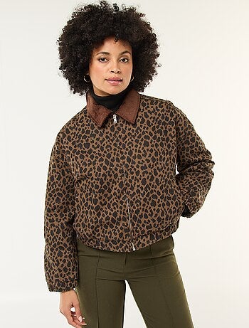 Casaco de algodão com gola de veludo cotelê