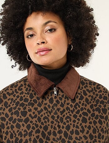 Casaco de algodão com gola de veludo cotelê