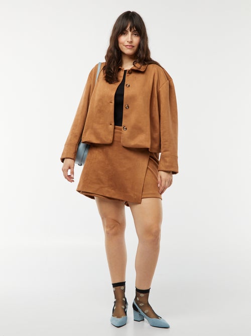 Casaco de camurça sintética lisa com botões - Kiabi