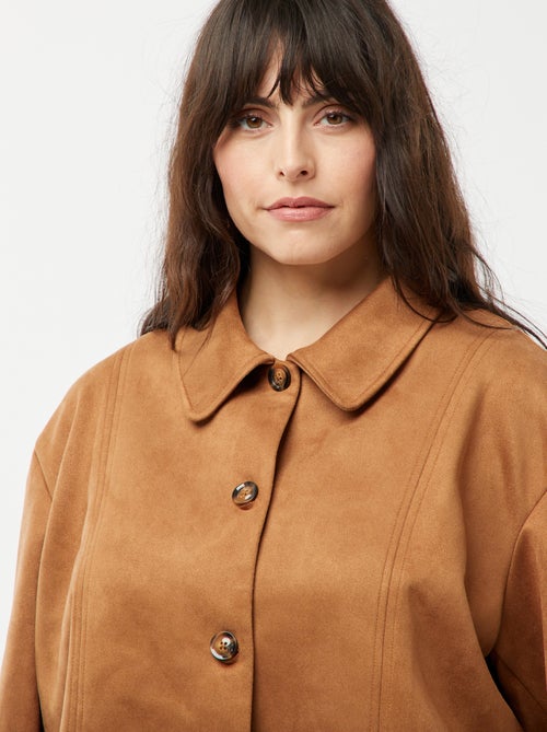 Casaco de camurça sintética lisa com botões - Kiabi