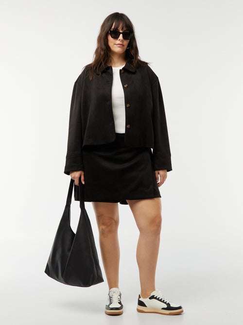 Casaco de camurça sintética lisa com botões - Kiabi