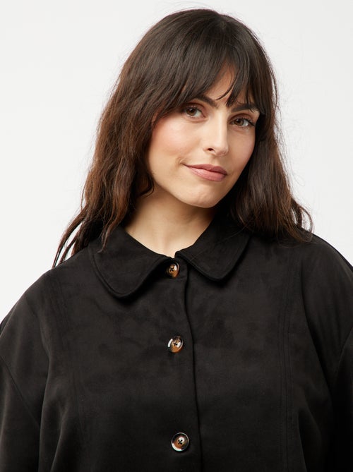 Casaco de camurça sintética lisa com botões - Kiabi