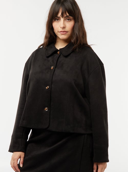 Casaco de camurça sintética lisa com botões - Kiabi