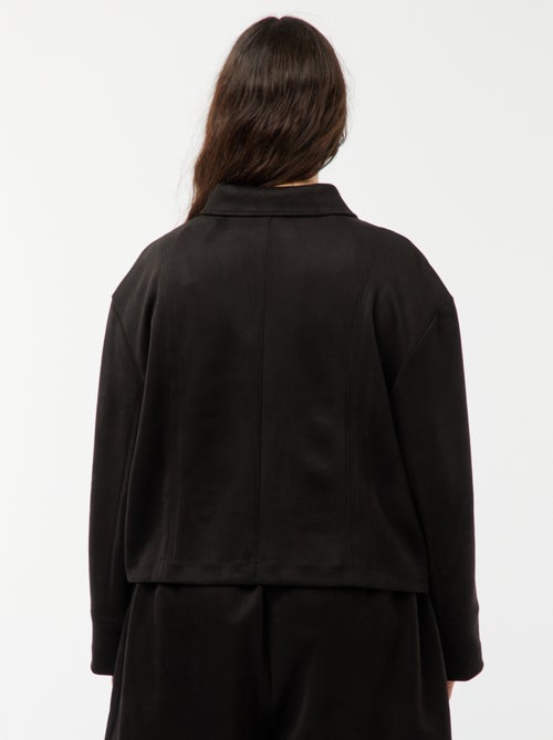 Casaco de camurça sintética lisa com botões - Kiabi