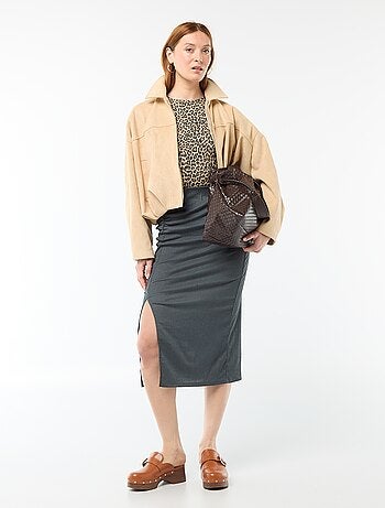 Casaco de camurça sintética liso