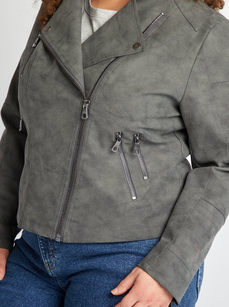 Casaco de ciclista em tecido tipo camurça sintética Preto - Kiabi