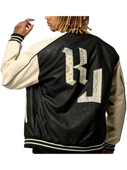 Casaco de couro kaporal longi para homem bege/preto - Kiabi