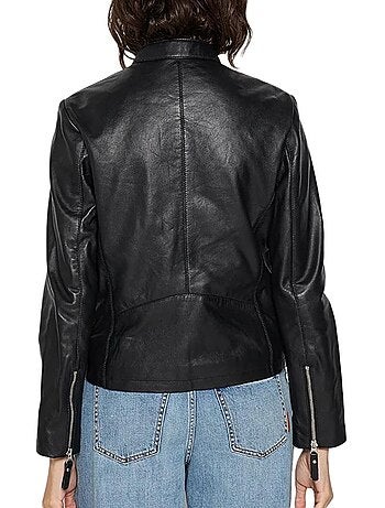 Casaco de Couro Preto Feminino Schott Lola