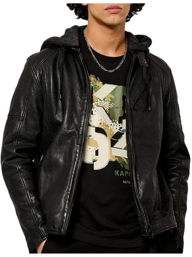 Casaco de Couro Preto Masculino Kaporal Kp Luine Preto - Kiabi