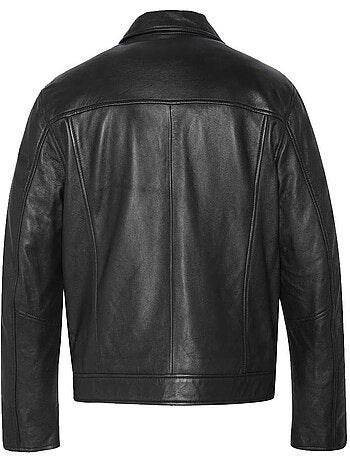 Casaco de couro preto para homem schott