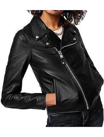 Casaco de Couro Preto para Mulher Schott Lcw8615