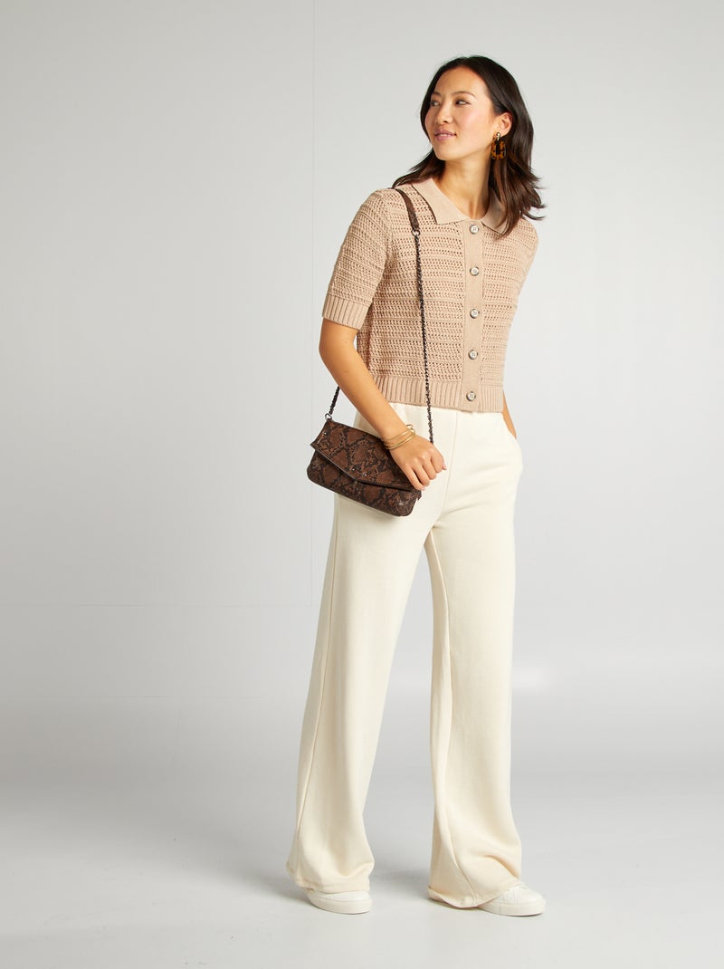 Casaco de croché de manga curta BEGE - Kiabi