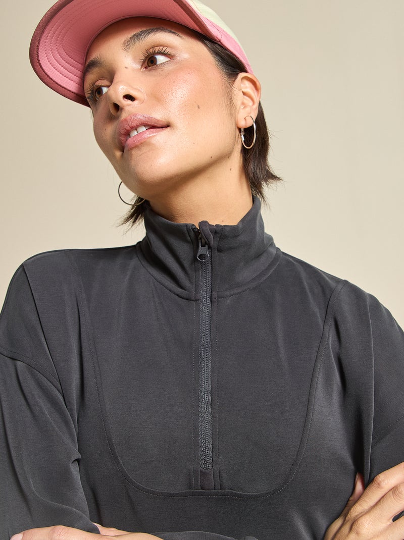 Casaco de desporto gola alta com fecho - (ekstract) Preto - Kiabi