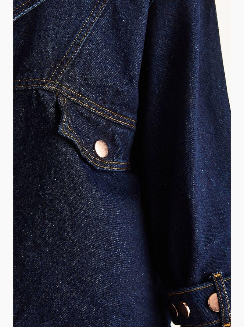 Casaco de efeito ganga com colarinho de camisa e fecho de botões lucci Azul-marinho - Kiabi