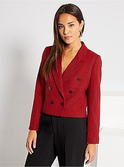 Casaco de fato com estampado pied-de-poule - Kiabi