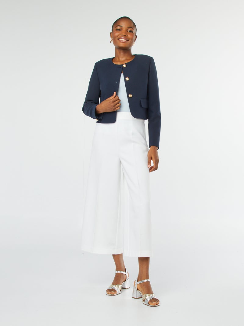 Casaco de fato de corte curto com botões dourados AZUL - Kiabi