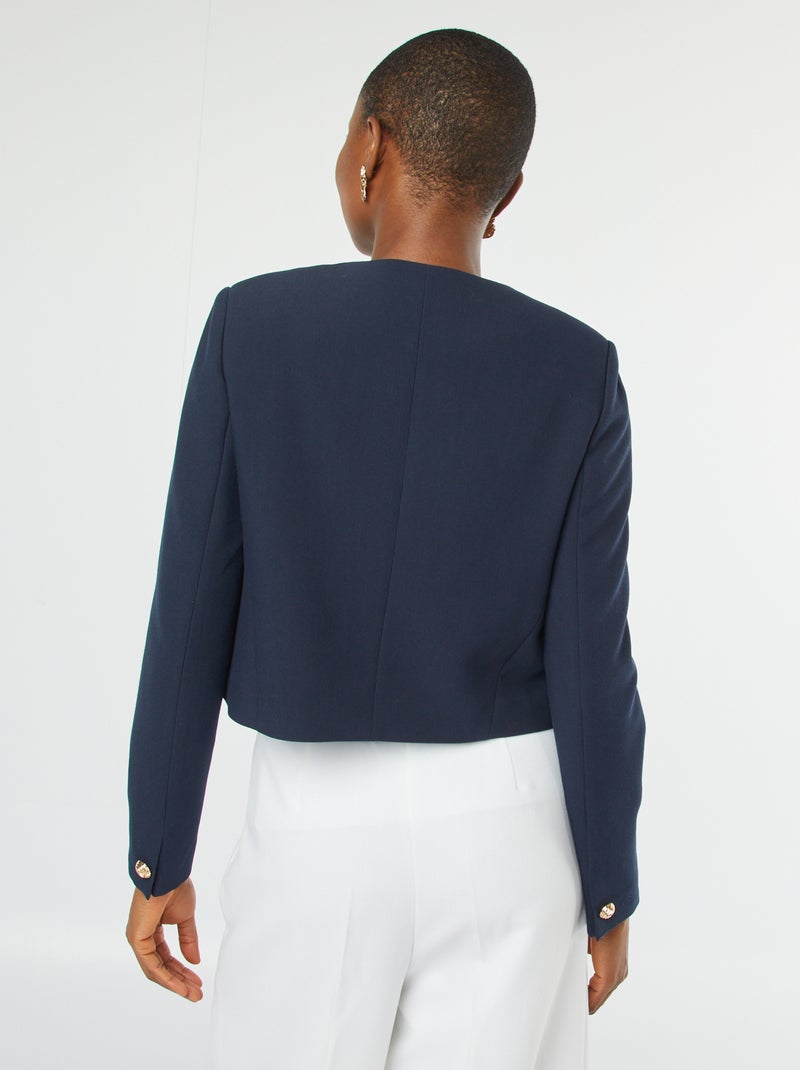 Casaco de fato de corte curto com botões dourados AZUL - Kiabi