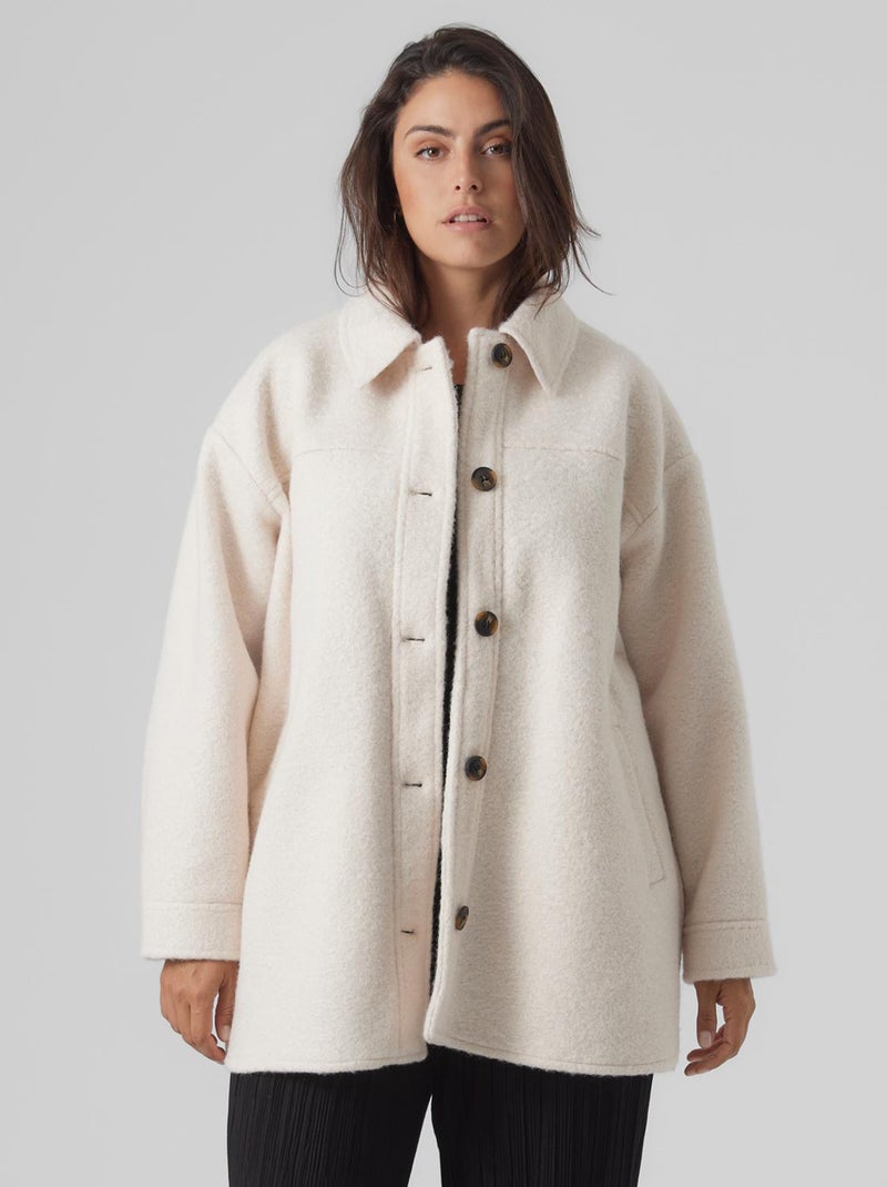 Casaco de feltro 'Vero Moda Curve' bege - Kiabi